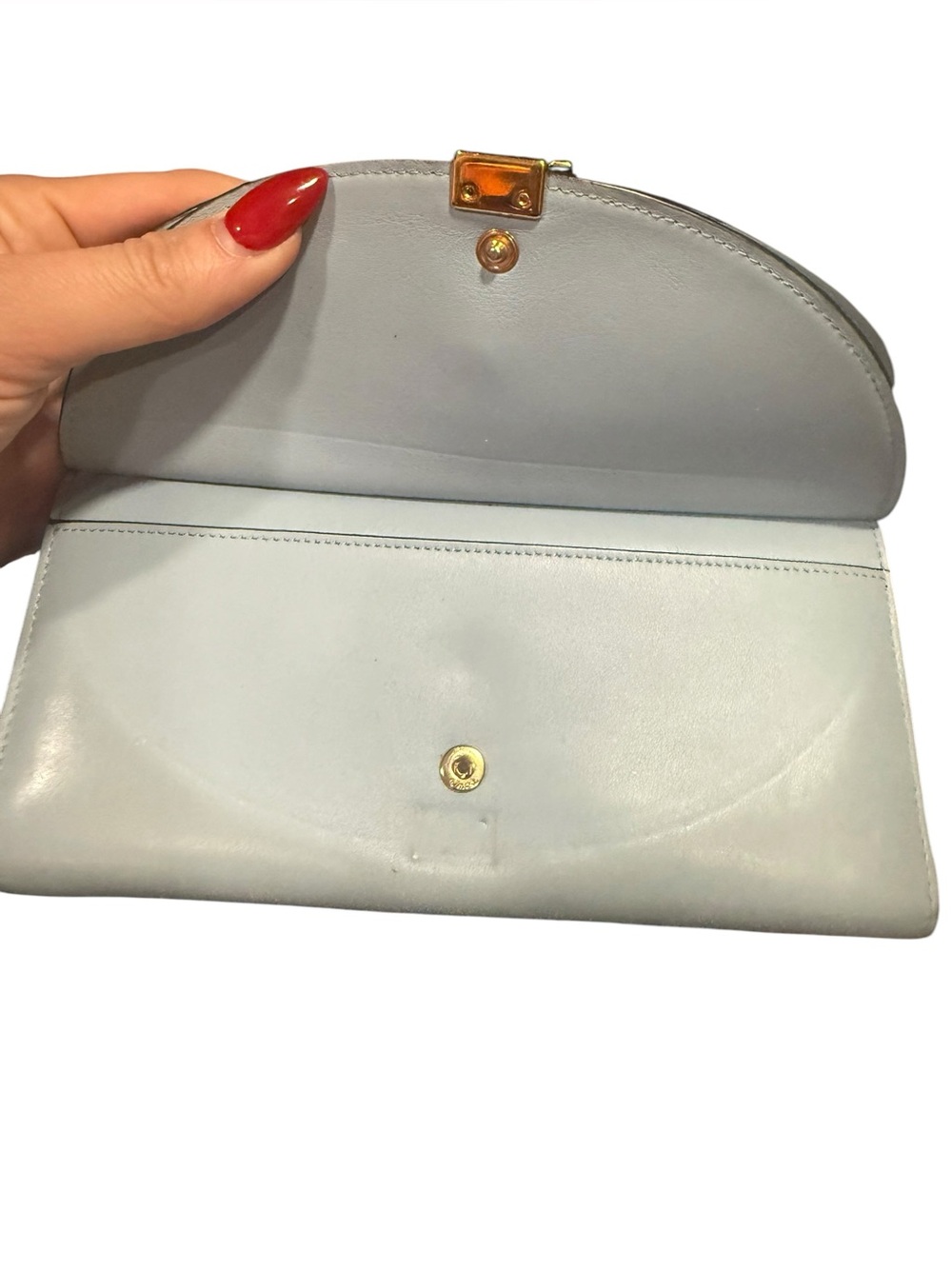 Chloé Georgia Powder Blue Leather Continental Wallet Clutch Gold Hardware - Picture 3 of 10